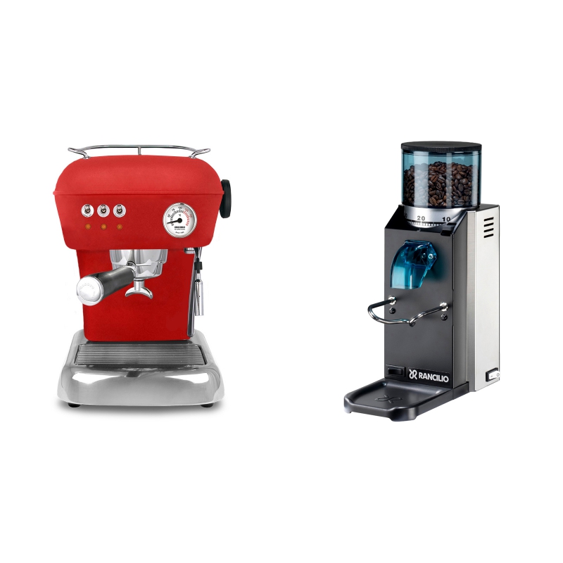 Ascaso Dream, Love Red + Rancilio Rocky Doserless Ascaso Dream, Love Red + Rancilio Rocky Doserless
