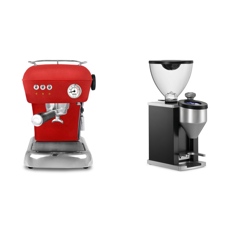 Ascaso Dream ZERO, Love Red + Rocket Espresso FAUSTINO, black Ascaso Dream ZERO, Love Red + Rocket Espresso FAUSTINO, black