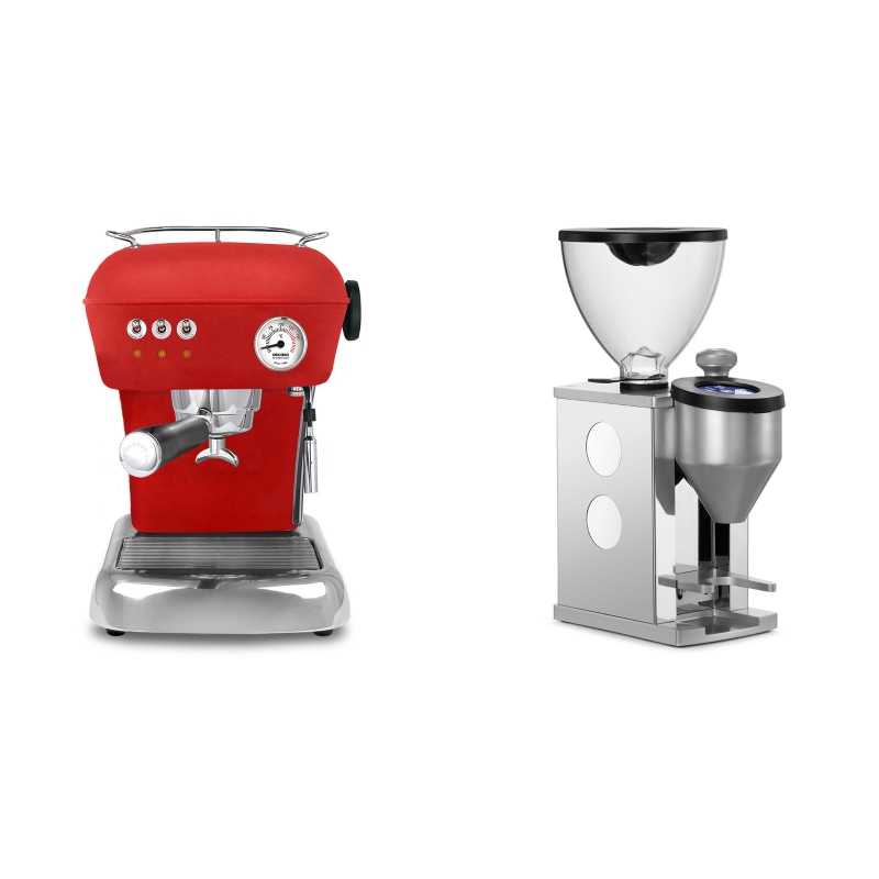 Ascaso Dream ZERO, Love Red + Rocket Espresso FAUSTINO, white Ascaso Dream ZERO, Love Red + Rocket Espresso FAUSTINO, white
