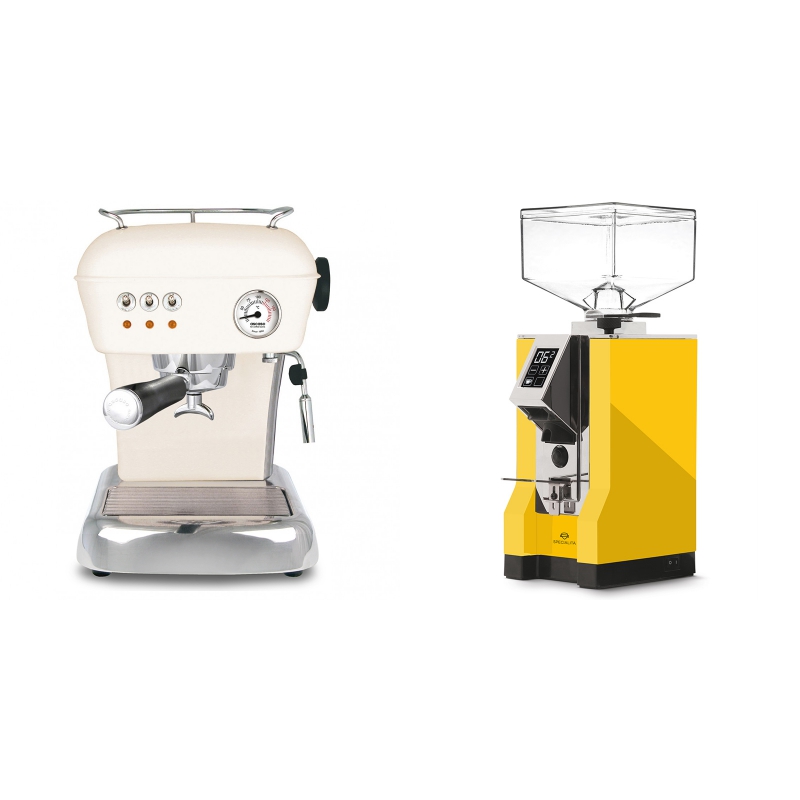 Ascaso Dream ZERO, Sweet Cream + Eureka Mignon Specialita, CR yellow Ascaso Dream ZERO, Sweet Cream + Eureka Mignon Specialita, CR yellow