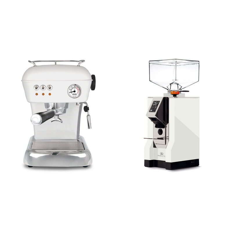 Ascaso Dream, Cloud White + Eureka Mignon Perfetto, CR white Ascaso Dream, Cloud White + Eureka Mignon Perfetto, CR white