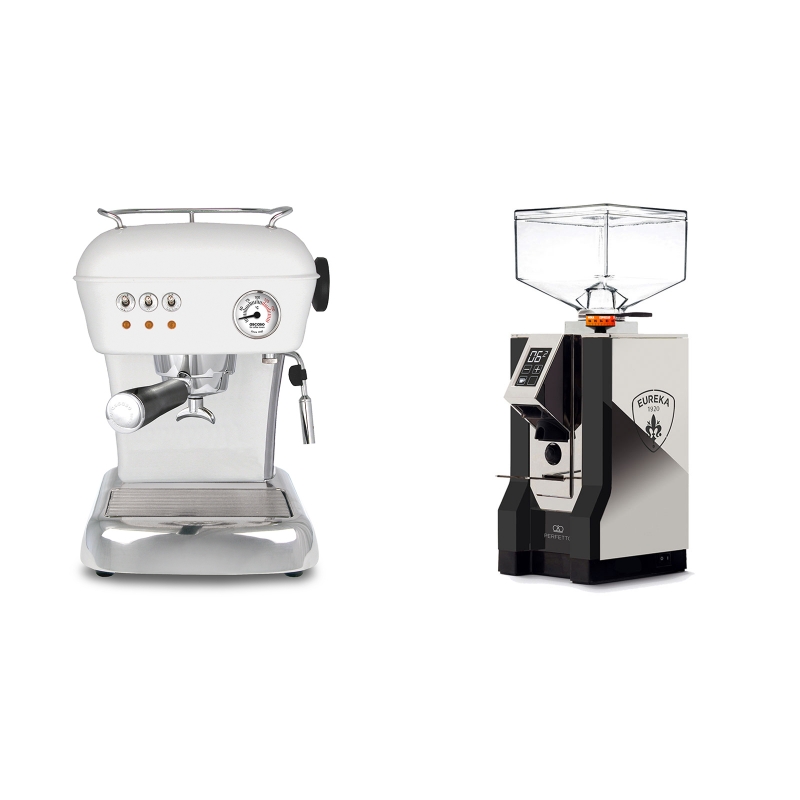 Ascaso Dream, Cloud White + Eureka Mignon Perfetto, NX black Ascaso Dream, Cloud White + Eureka Mignon Perfetto, NX black