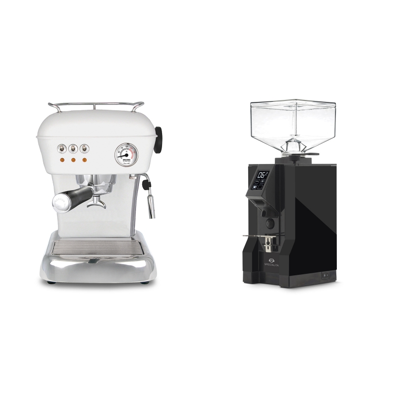 Ascaso Dream, Cloud White + Eureka Mignon Specialita, BL black Ascaso Dream, Cloud White + Eureka Mignon Specialita, BL black