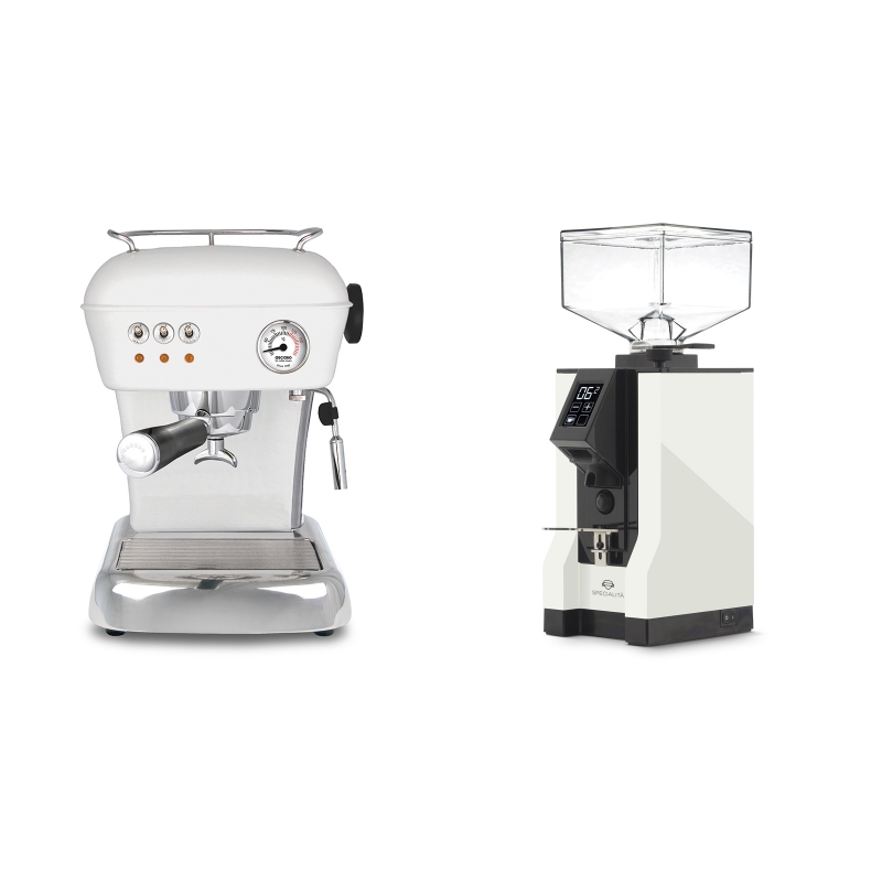 Ascaso Dream, Cloud White + Eureka Mignon Specialita, BL white Ascaso Dream, Cloud White + Eureka Mignon Specialita, BL white