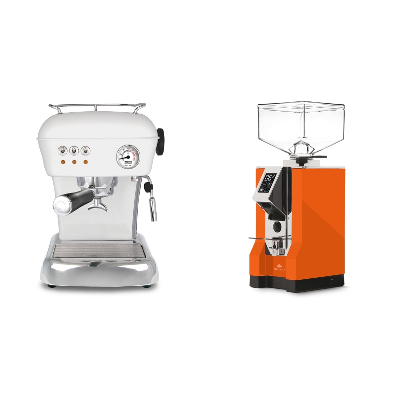 Ascaso Dream, Cloud White + Eureka Mignon Specialita, CR orange Ascaso Dream, Cloud White + Eureka Mignon Specialita, CR orange
