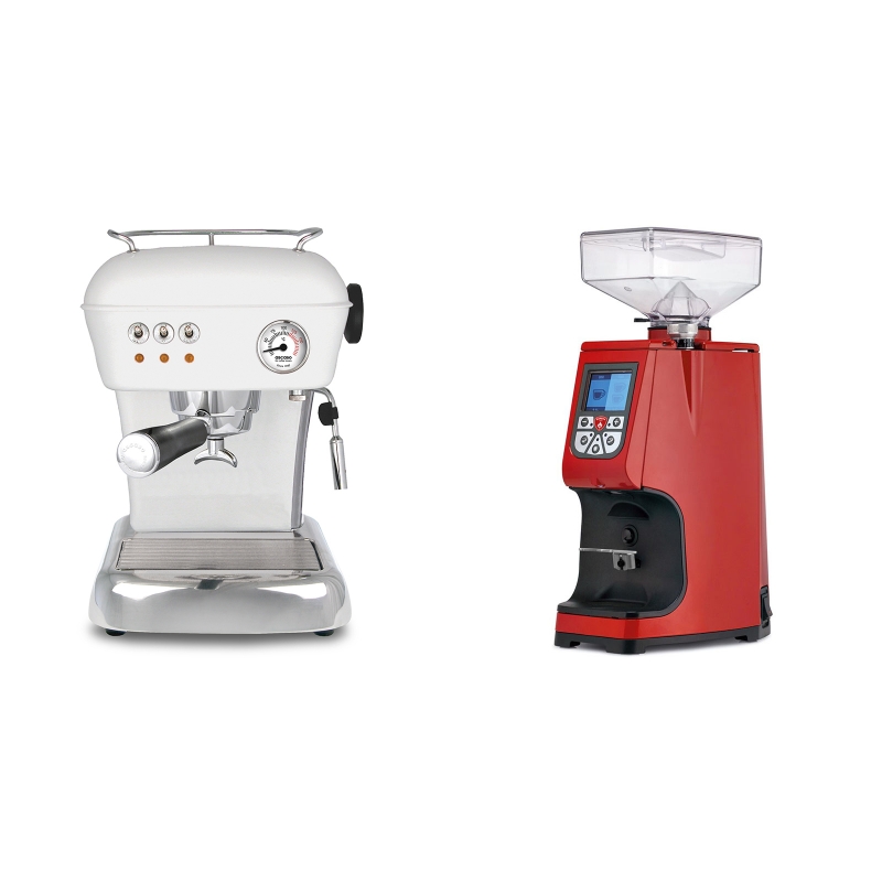 Ascaso Dream, Cloud White + Eureka Atom 60, ferrari red Ascaso Dream, Cloud White + Eureka Atom 60, ferrari red