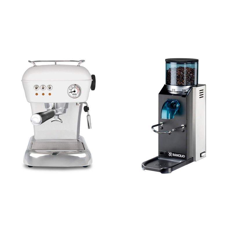 Ascaso Dream, Cloud White + Rancilio Rocky Doserless Ascaso Dream, Cloud White + Rancilio Rocky Doserless