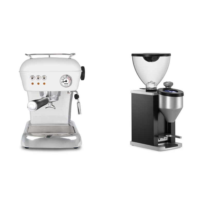 Ascaso Dream ZERO, Cloud White + Rocket Espresso FAUSTINO, black Ascaso Dream ZERO, Cloud White + Rocket Espresso FAUSTINO, black