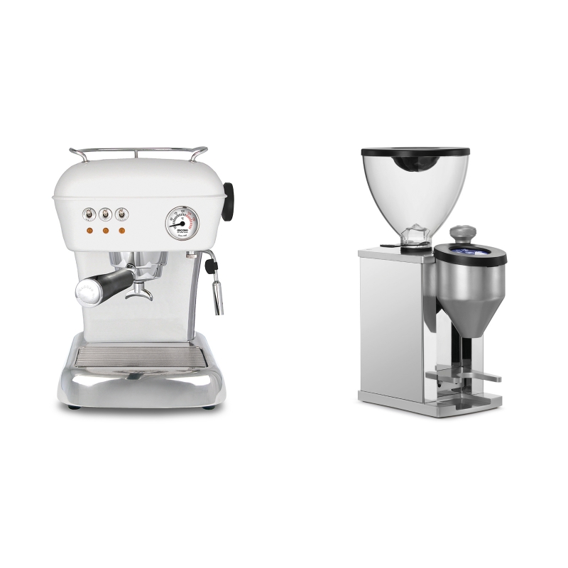 Ascaso Dream ZERO, Cloud White + Rocket Espresso FAUSTINO, chrome Ascaso Dream ZERO, Cloud White + Rocket Espresso FAUSTINO, chrome
