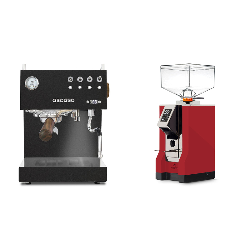 Ascaso Steel DUO PID, Black&Wood + Eureka Mignon Perfetto, CR ferrari red Ascaso Steel DUO PID, Black&Wood + Eureka Mignon Perfetto, CR ferrari red