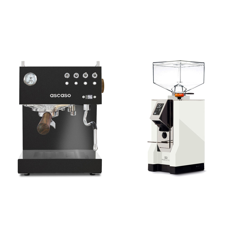 Ascaso Steel DUO PID, Black&Wood + Eureka Mignon Perfetto, CR white Ascaso Steel DUO PID, Black&Wood + Eureka Mignon Perfetto, CR white