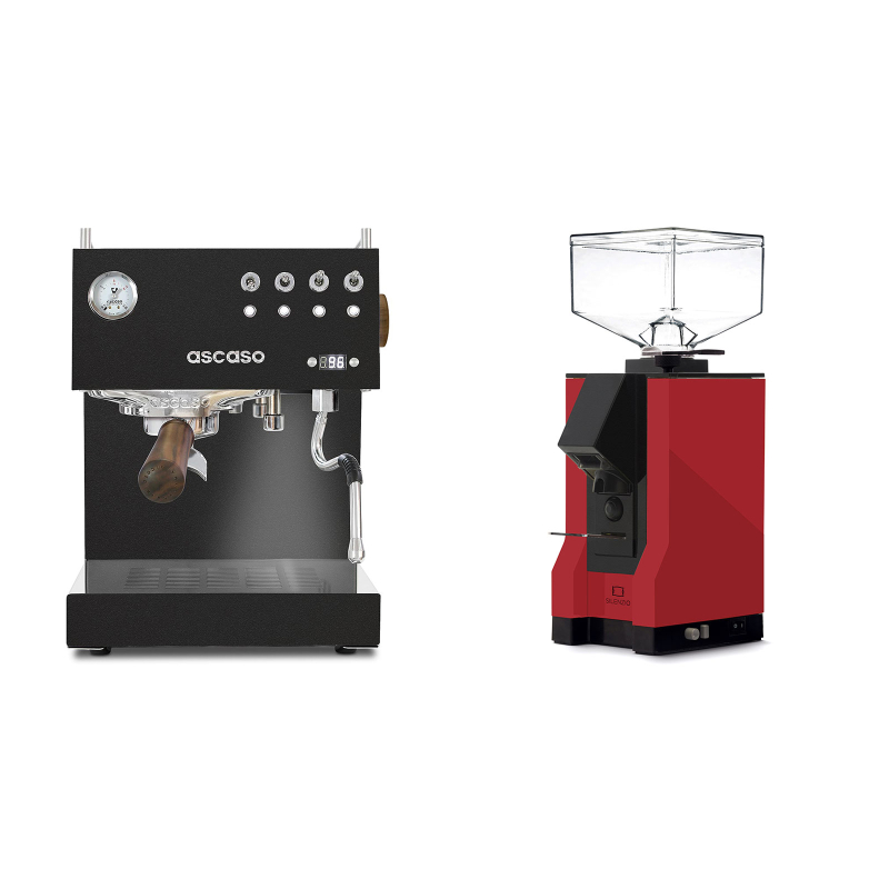 Ascaso Steel DUO PID, Black&Wood + Eureka Mignon Silenzio, BL ferrari red Ascaso Steel DUO PID, Black&Wood + Eureka Mignon Silenzio, BL ferrari red