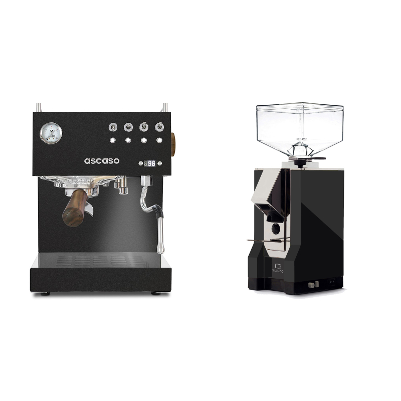 Ascaso Steel DUO PID, Black&Wood + Eureka Mignon Silenzio, CR black Ascaso Steel DUO PID, Black&Wood + Eureka Mignon Silenzio, CR black