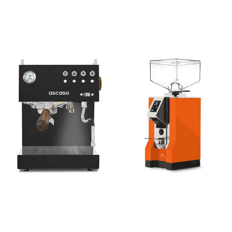 Ascaso Steel DUO PID, Black&Wood + Eureka Mignon Specialita, CR orange Ascaso Steel DUO PID, Black&Wood + Eureka Mignon Specialita, CR orange