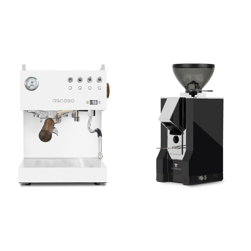 Ascaso Steel DUO PID, White&Wood + Eureka Mignon Classico, CR black Ascaso Steel DUO PID, White&Wood + Eureka Mignon Classico, CR black