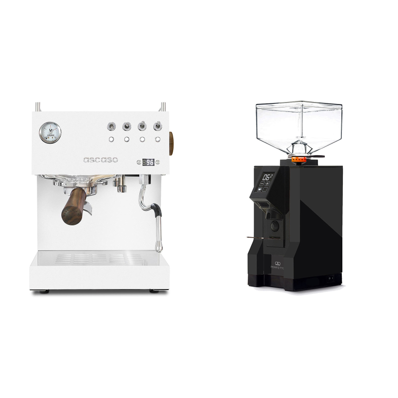 Ascaso Steel DUO PID, White&Wood + Eureka Mignon Perfetto, BL black Ascaso Steel DUO PID, White&Wood + Eureka Mignon Perfetto, BL black