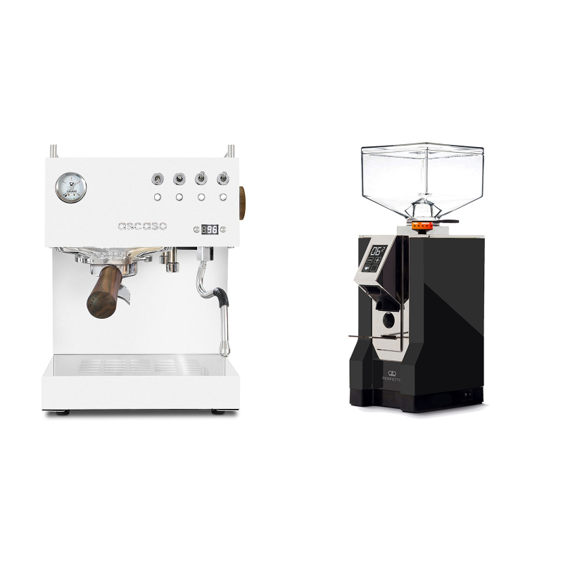 Ascaso Steel DUO PID, White&Wood + Eureka Mignon Perfetto, CR black Ascaso Steel DUO PID, White&Wood + Eureka Mignon Perfetto, CR black