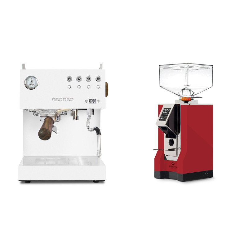 Ascaso Steel DUO PID, White&Wood + Eureka Mignon Perfetto, CR ferrari red Ascaso Steel DUO PID, White&Wood + Eureka Mignon Perfetto, CR ferrari red