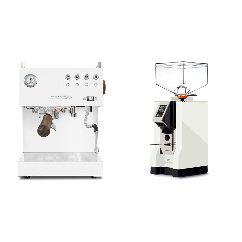 Ascaso Steel DUO PID, White&Wood + Eureka Mignon Perfetto, CR white Ascaso Steel DUO PID, White&Wood + Eureka Mignon Perfetto, CR white