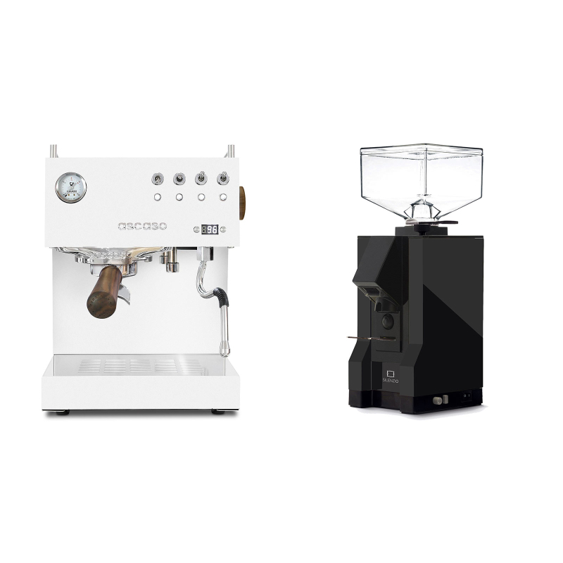Ascaso Steel DUO PID, White&Wood + Eureka Mignon Silenzio, BL black Ascaso Steel DUO PID, White&Wood + Eureka Mignon Silenzio, BL black
