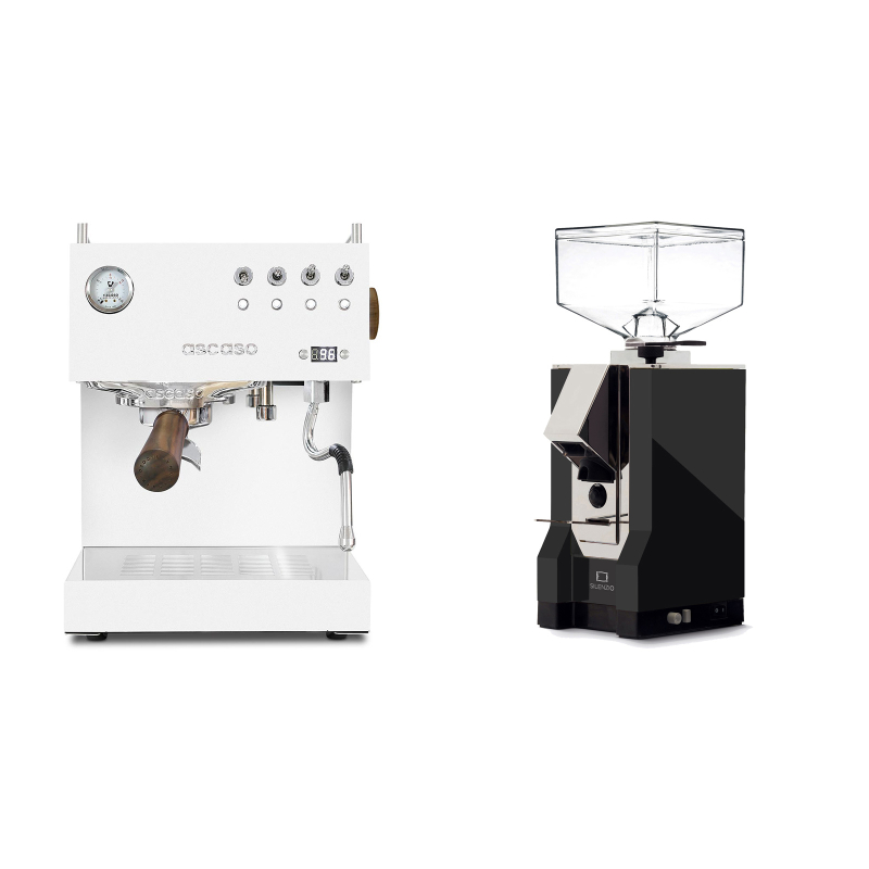 Ascaso Steel DUO PID, White&Wood + Eureka Mignon Silenzio, CR black Ascaso Steel DUO PID, White&Wood + Eureka Mignon Silenzio, CR black