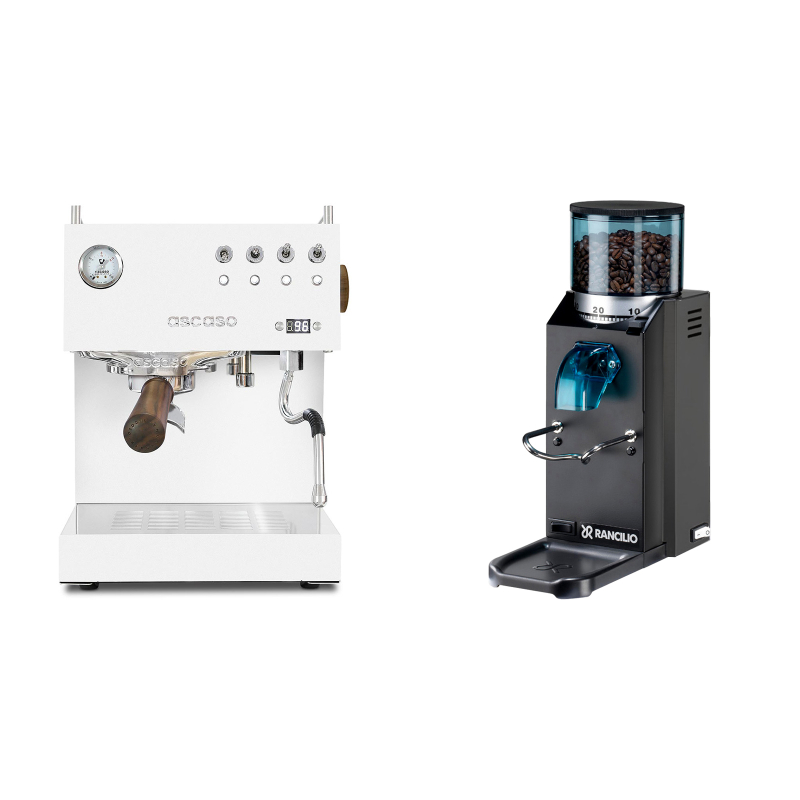 Ascaso Steel DUO PID, White&Wood + Rancilio Rocky Doserless, černá Ascaso Steel DUO PID, White&Wood + Rancilio Rocky Doserless, černá