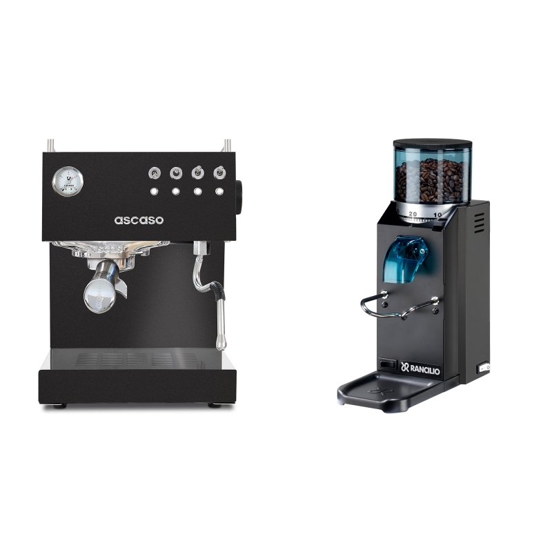Ascaso Steel UNO, Black + Rancilio Rocky Doserless, černá Ascaso Steel UNO, Black + Rancilio Rocky Doserless, černá