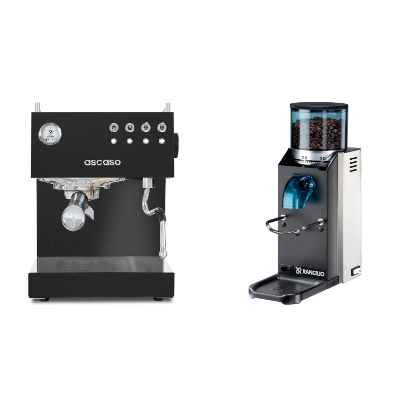 Ascaso Steel UNO, Black + Rancilio Rocky Doserless Ascaso Steel UNO, Black + Rancilio Rocky Doserless