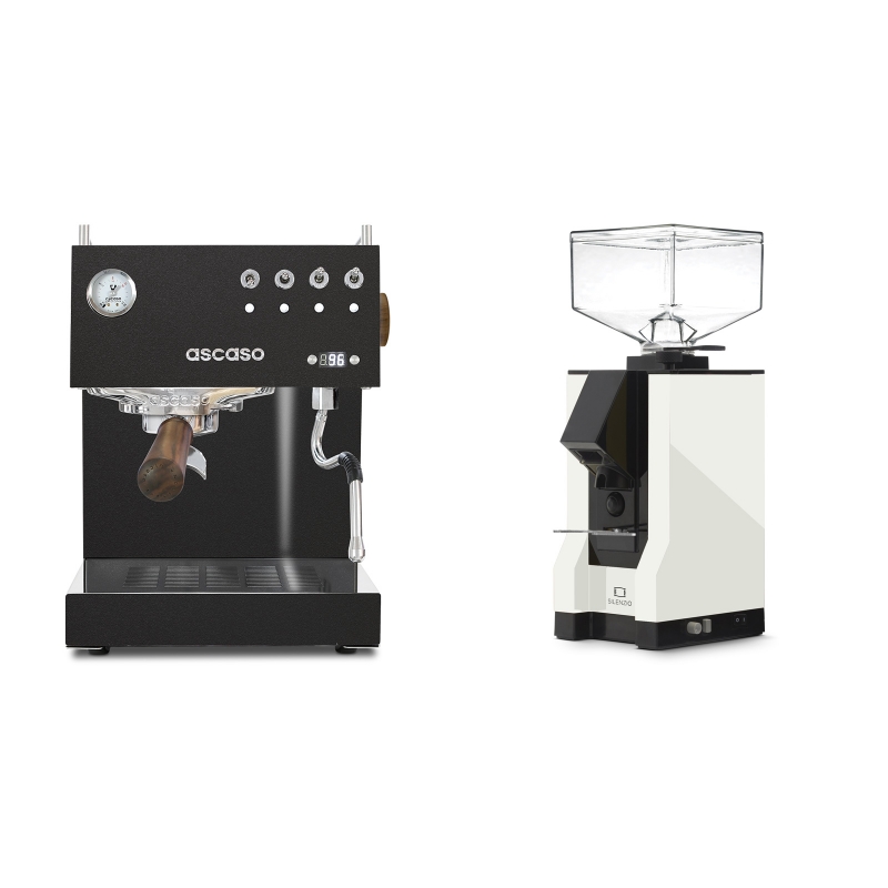 Ascaso Steel UNO PID, Black&Wood + Eureka Mignon Silenzio, BL white Ascaso Steel UNO PID, Black&Wood + Eureka Mignon Silenzio, BL white