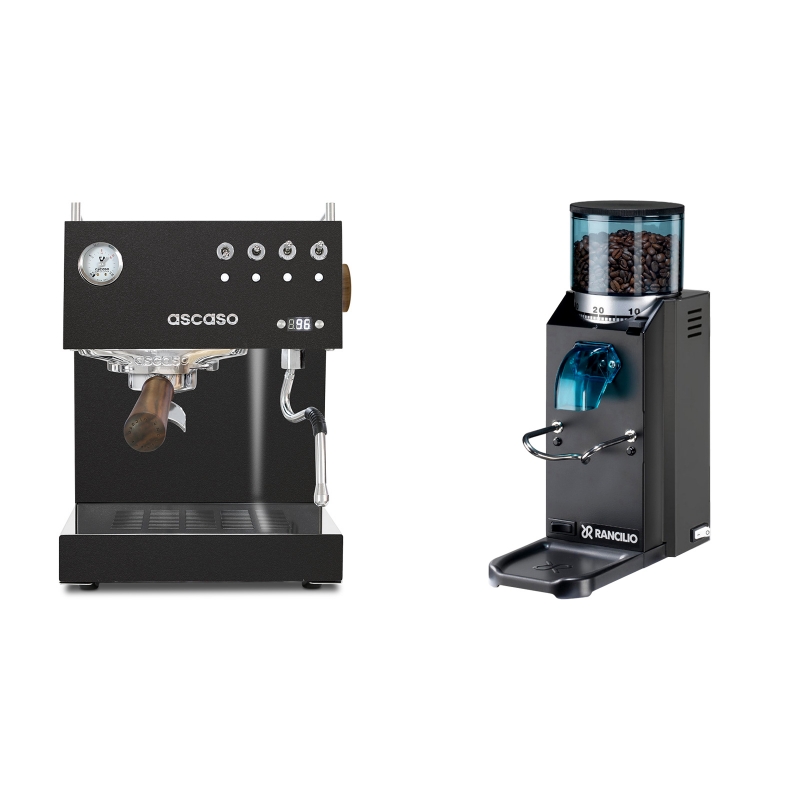 Ascaso Steel UNO PID, Black&Wood + Rancilio Rocky Doserless, černá Ascaso Steel UNO PID, Black&Wood + Rancilio Rocky Doserless, černá