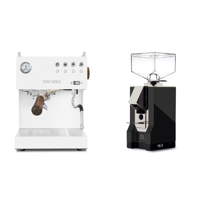 Ascaso Steel UNO PID, White&Wood + Eureka Mignon Silenzio, CR black Ascaso Steel UNO PID, White&Wood + Eureka Mignon Silenzio, CR black