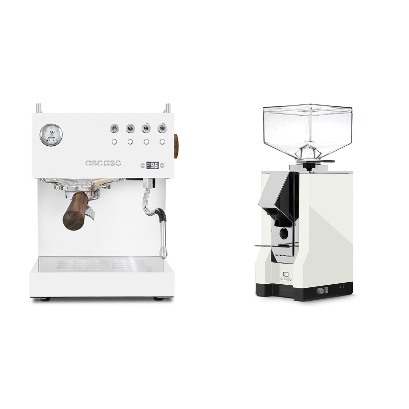 Ascaso Steel UNO PID, White&Wood + Eureka Mignon Silenzio, CR white Ascaso Steel UNO PID, White&Wood + Eureka Mignon Silenzio, CR white