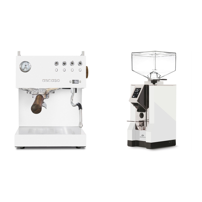 Ascaso Steel UNO PID, White&Wood + Eureka Mignon Specialita, CR white Ascaso Steel UNO PID, White&Wood + Eureka Mignon Specialita, CR white