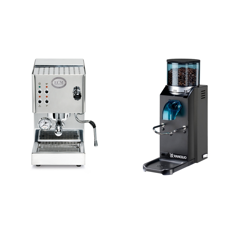 ECM Casa V + Rancilio Rocky Doserless, černá ECM Casa V + Rancilio Rocky Doserless, černá