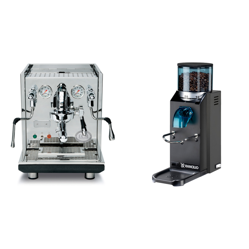 ECM Synchronika + Rancilio Rocky Doserless, černá ECM Synchronika + Rancilio Rocky Doserless, černá