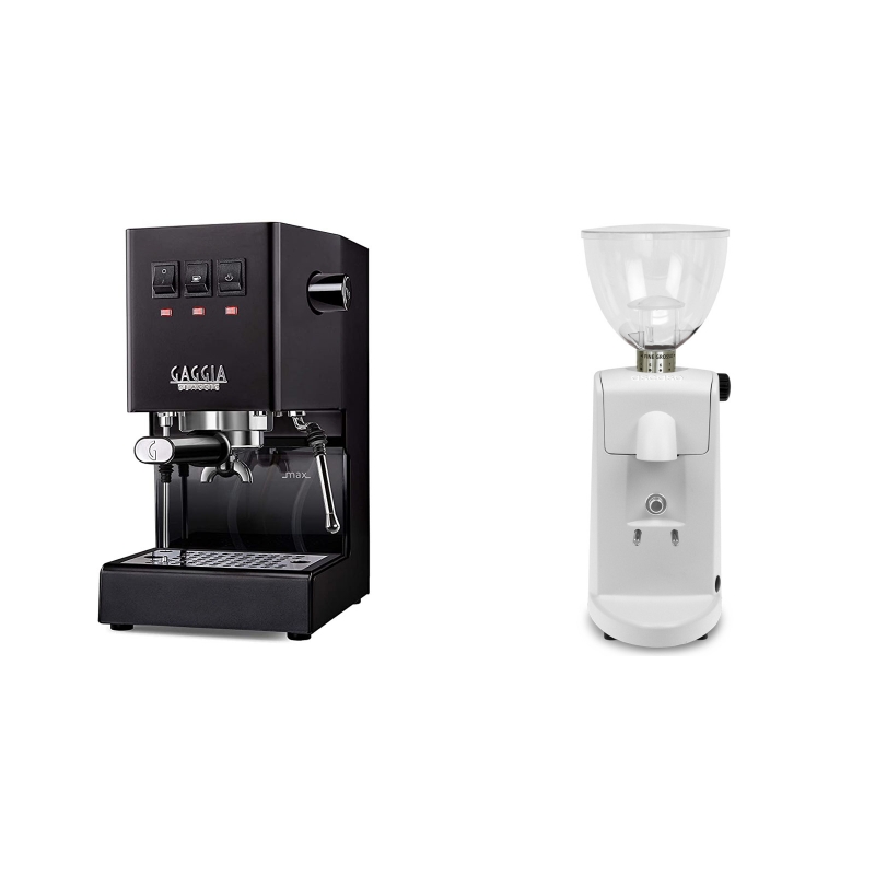 Gaggia New Classic, black + Ascaso i-mini i1, bílá Gaggia New Classic, black + Ascaso i-mini i1, bílá