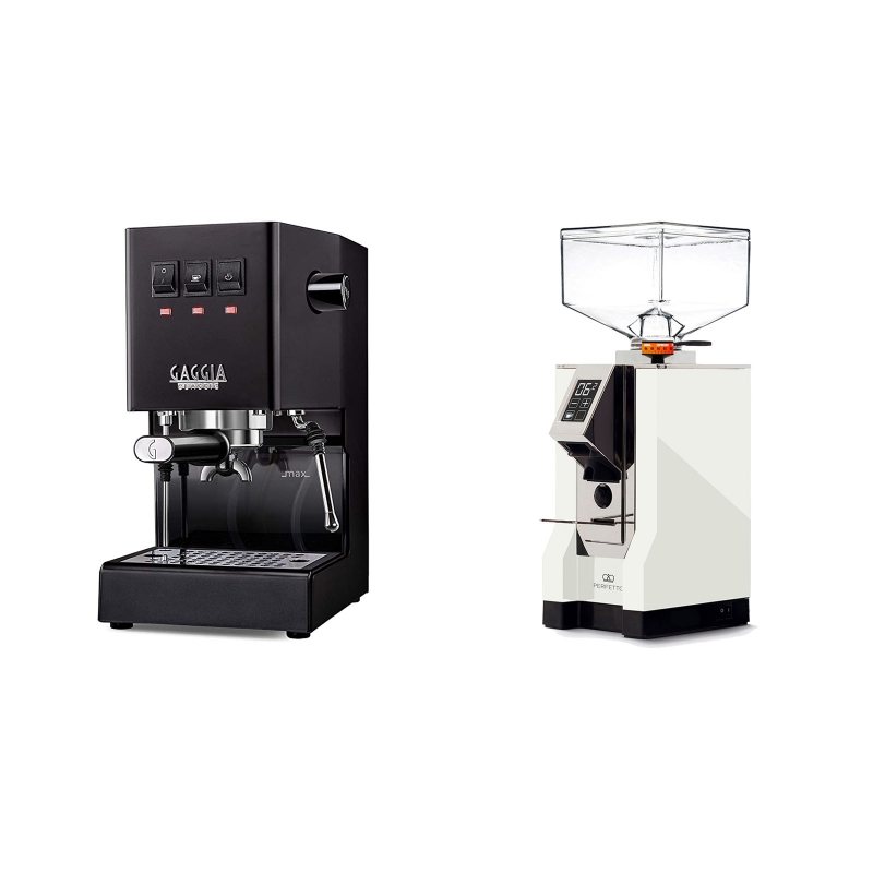 Gaggia New Classic, black + Eureka Mignon Perfetto, CR white Gaggia New Classic, black + Eureka Mignon Perfetto, CR white