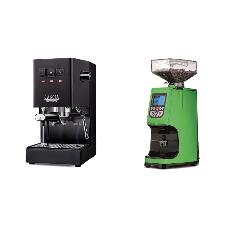Gaggia New Classic, black + Eureka Atom 60, kawasaki green Gaggia New Classic, black + Eureka Atom 60, kawasaki green
