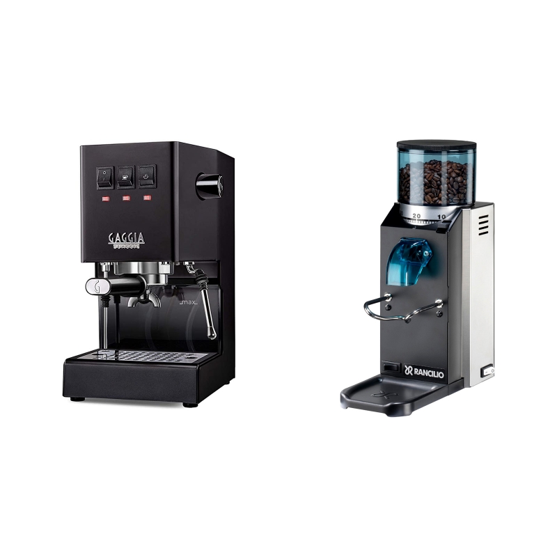 Gaggia New Classic, black + Rancilio Rocky Doserless Gaggia New Classic, black + Rancilio Rocky Doserless