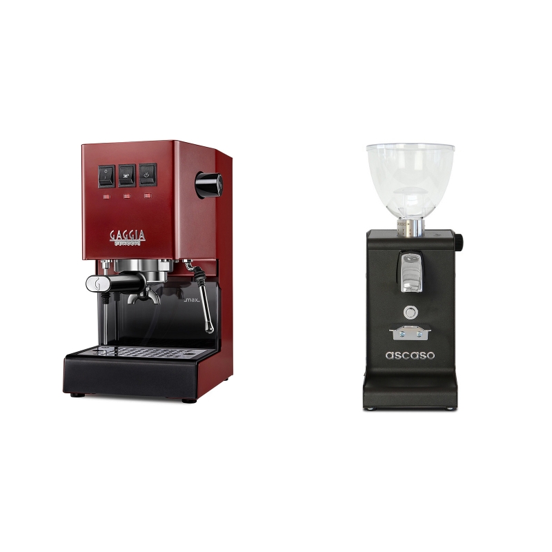 Gaggia New Classic, red + Ascaso i-steel, černá Gaggia New Classic, red + Ascaso i-steel, černá