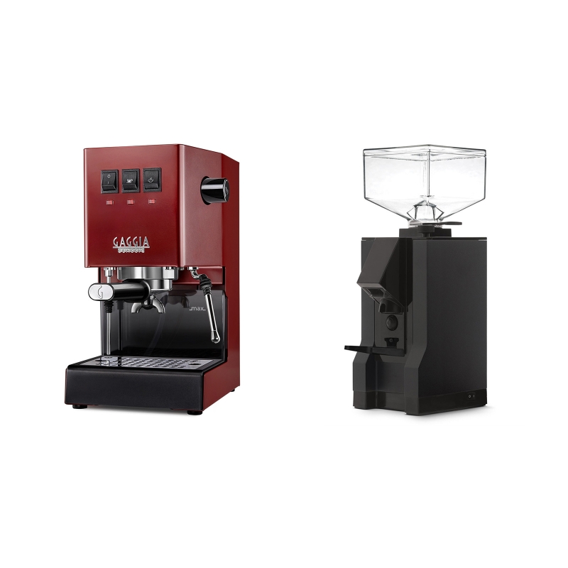 Gaggia New Classic, red + Eureka Mignon Manuale, BL black Gaggia New Classic, red + Eureka Mignon Manuale, BL black
