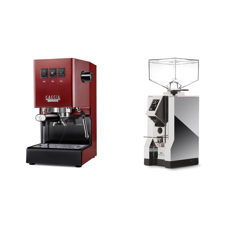 Gaggia New Classic, red + Eureka Mignon Specialita, CR chrome Gaggia New Classic, red + Eureka Mignon Specialita, CR chrome