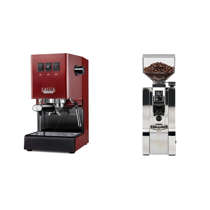 Gaggia New Classic, red + Eureka Mignon XL, CR chrome Gaggia New Classic, red + Eureka Mignon XL, CR chrome