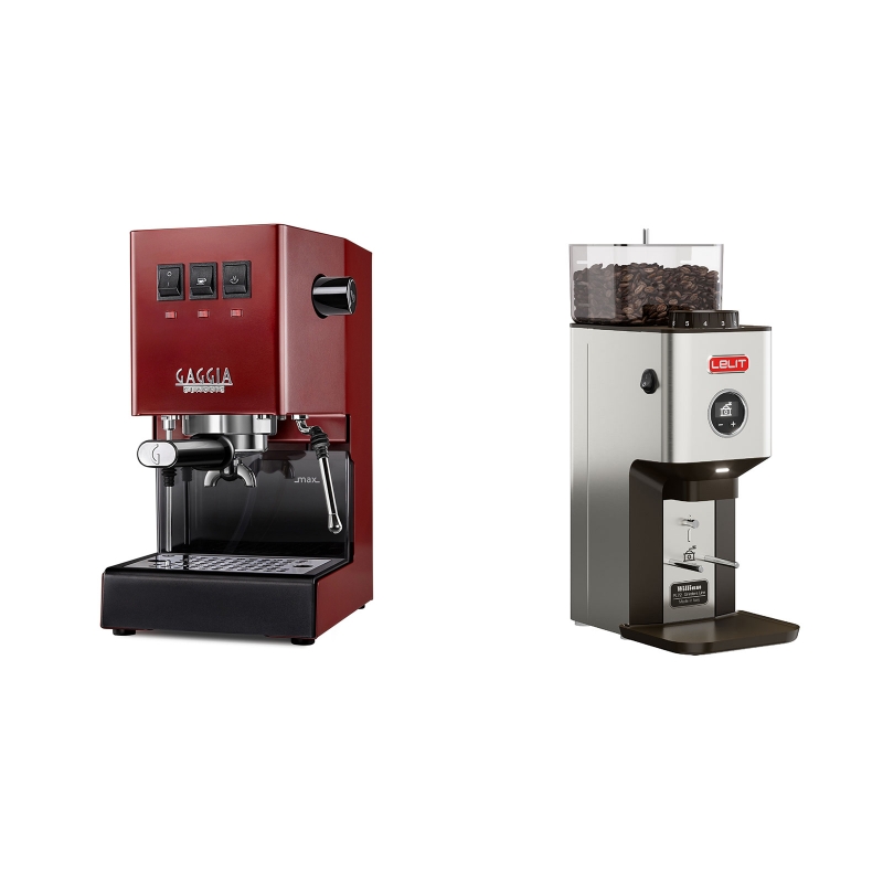 Gaggia New Classic, red + Lelit William PL72 Gaggia New Classic, red + Lelit William PL72