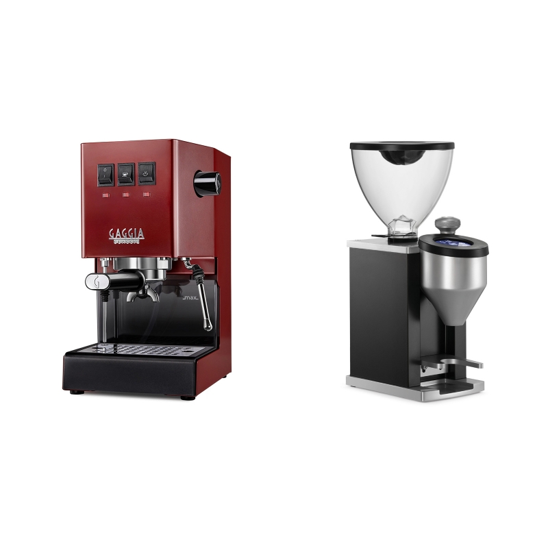 Gaggia New Classic, red + Rocket Espresso FAUSTINO, black Gaggia New Classic, red + Rocket Espresso FAUSTINO, black