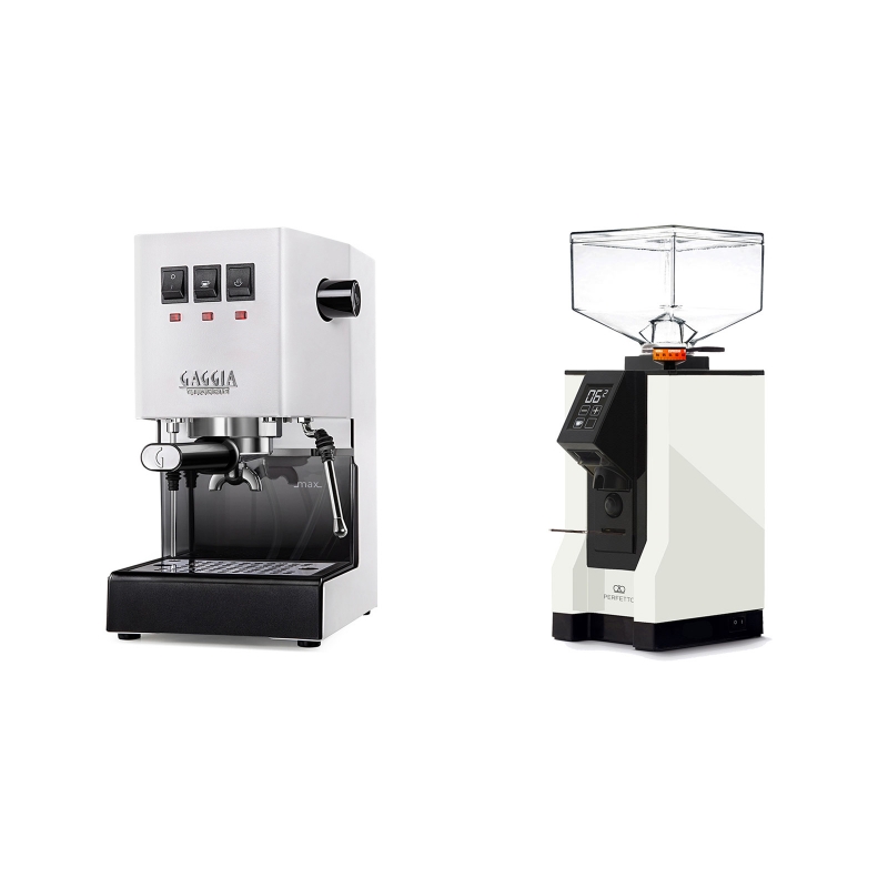 Gaggia New Classic, white + Eureka Mignon Perfetto, BL white Gaggia New Classic, white + Eureka Mignon Perfetto, BL white