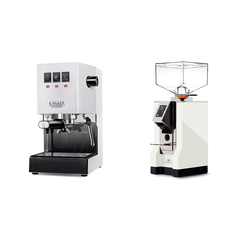 Gaggia New Classic, white + Eureka Mignon Perfetto, CR white Gaggia New Classic, white + Eureka Mignon Perfetto, CR white