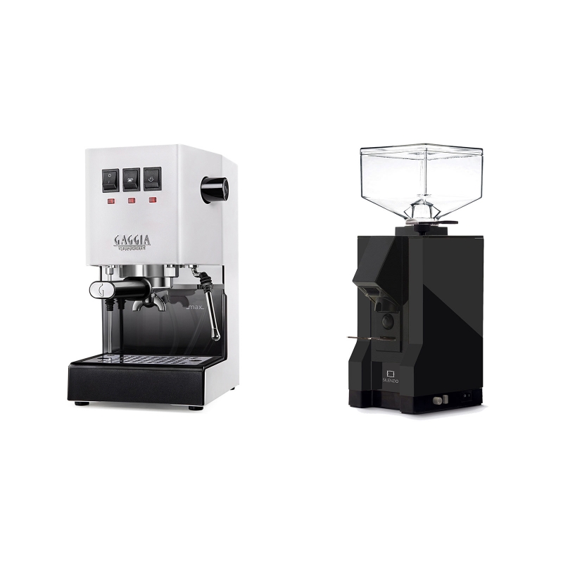Gaggia New Classic, white + Eureka Mignon Silenzio, BL black Gaggia New Classic, white + Eureka Mignon Silenzio, BL black