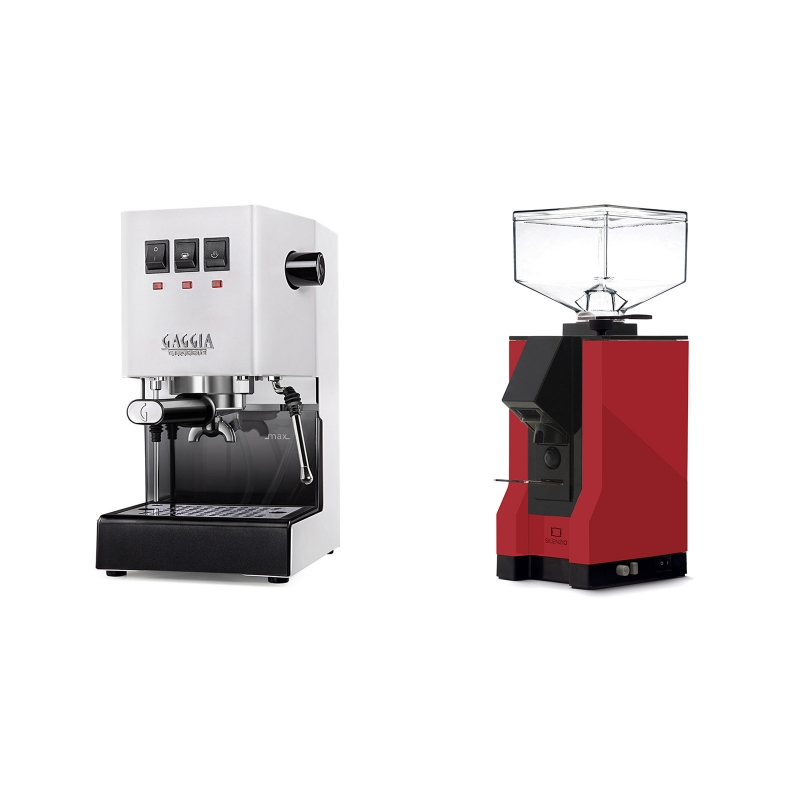 Gaggia New Classic, white + Eureka Mignon Silenzio, BL ferrari red Gaggia New Classic, white + Eureka Mignon Silenzio, BL ferrari red