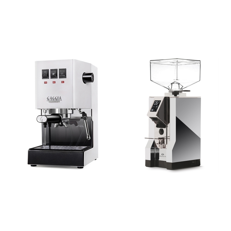 Gaggia New Classic, white + Eureka Mignon Specialita, CR chrome Gaggia New Classic, white + Eureka Mignon Specialita, CR chrome